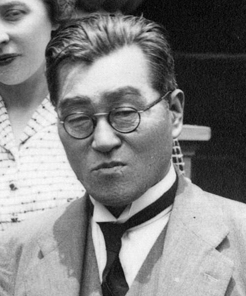 會津八一の肖像、1941年6月9日 早稲田大学にて